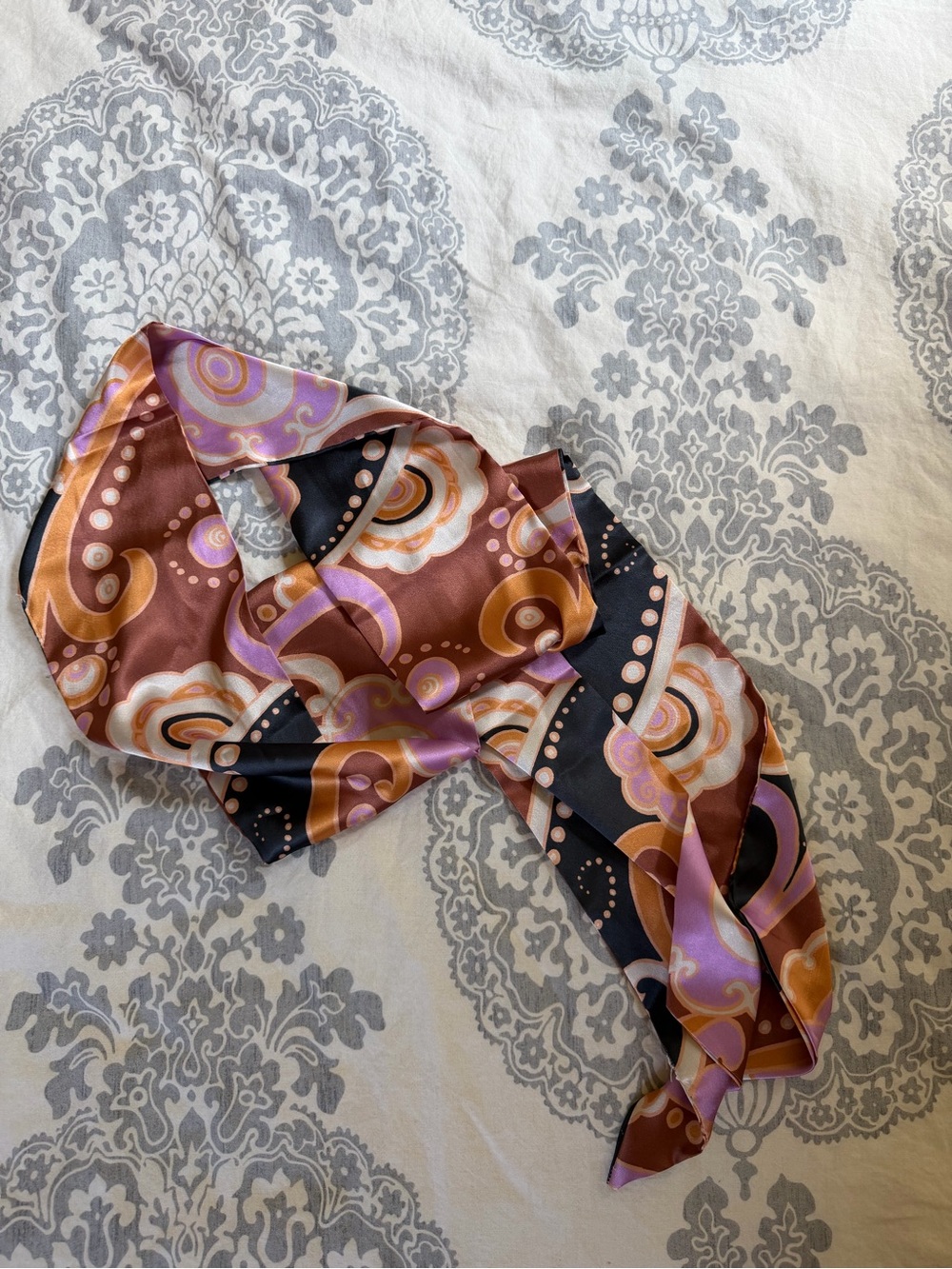Urban Outfitters Pink, Brown & Black Retro Print Scarf